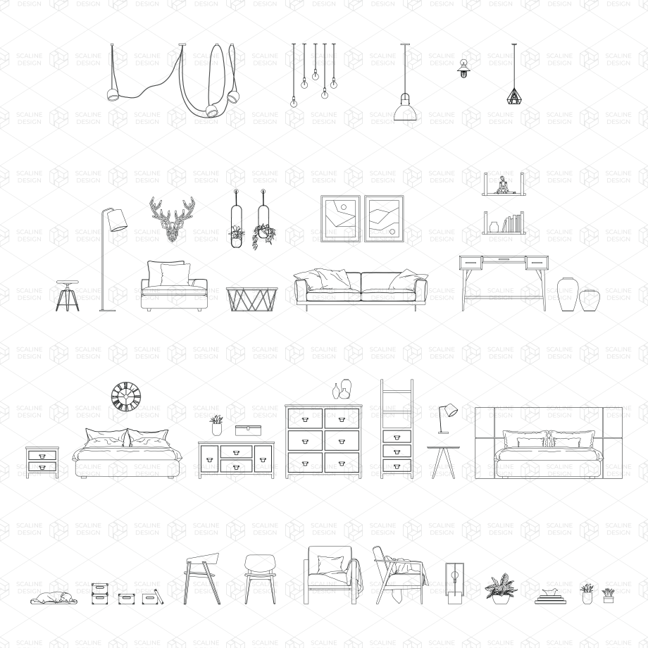 CAD & Vector Industrial style home decor elevation Architectural