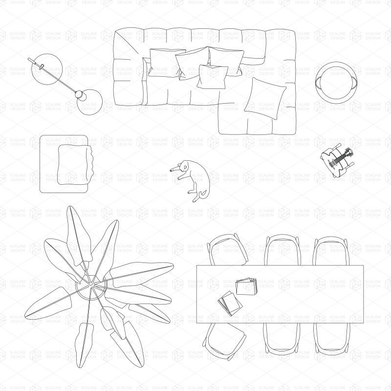 top view furniture cad vector drawing cad drawing vector drawing cad block