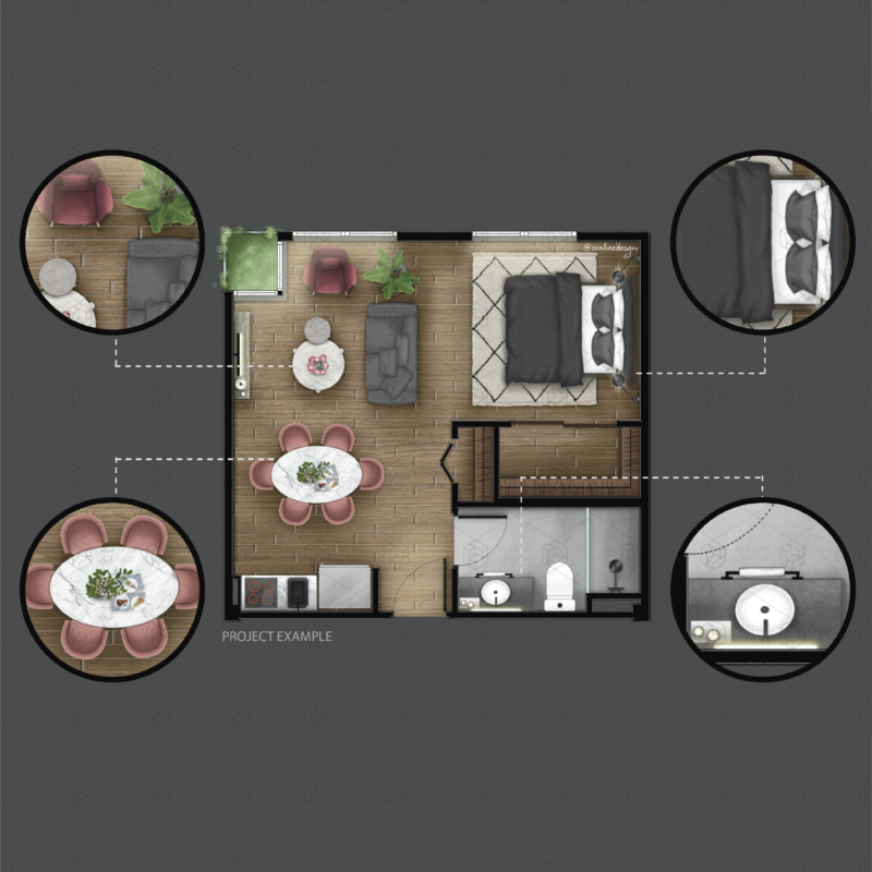 Furniture top view home style 2 procreate drawing